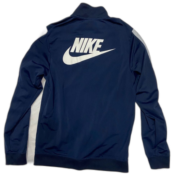 NIKE Navy + White Stripe Full Zip Jacket Small Athletic Track Suit Jacket - Picture 2 of 12
